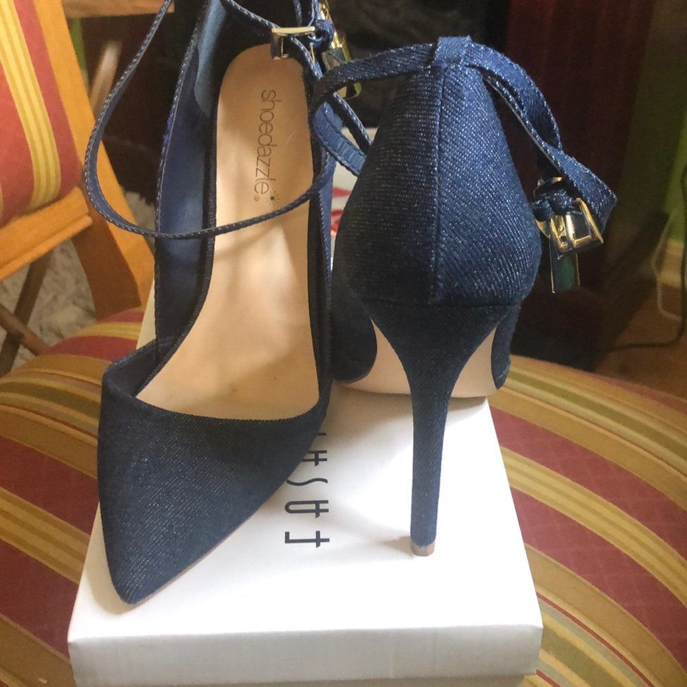 Denim high heels